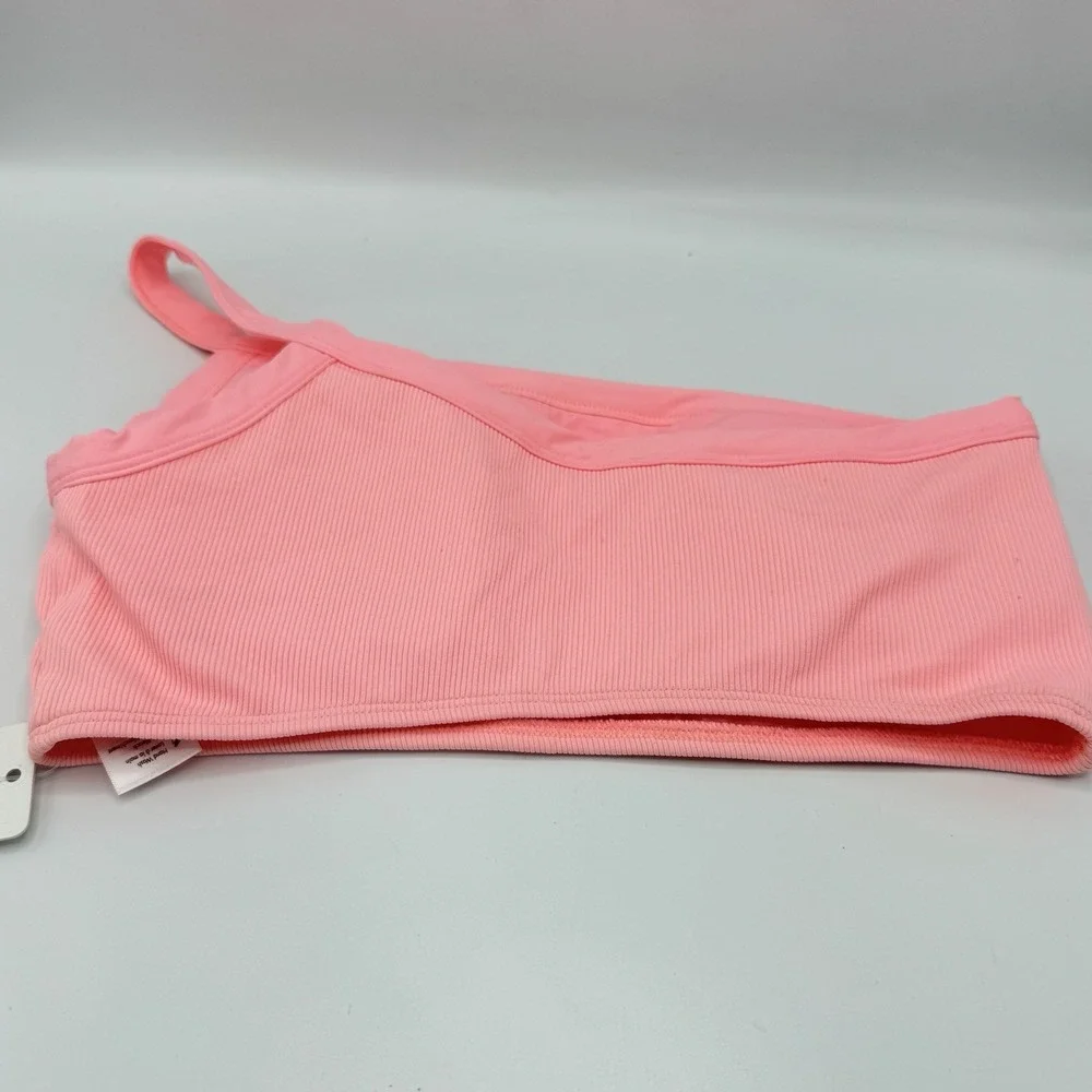 L*Space Axel Bikini Top Large NWT Crystal Pink Ribbed Designer Swimwear